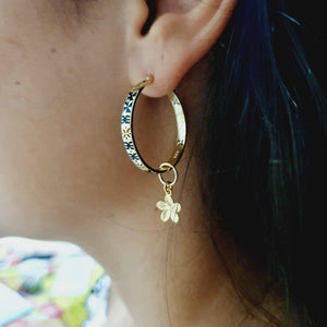 CONTACT US TO RECREATE THIS SOLD OUT STYLE Tapa & Flower Hoop Earrings in 18k Gold Vermeil - FJD$ - Adorn Pacific - Earrings