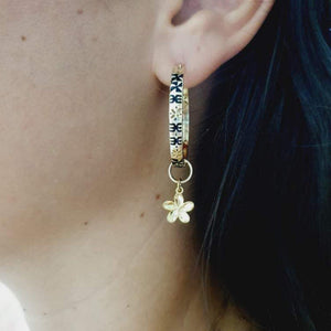 CONTACT US TO RECREATE THIS SOLD OUT STYLE Tapa & Flower Hoop Earrings in 18k Gold Vermeil - FJD$ - Adorn Pacific - Earrings