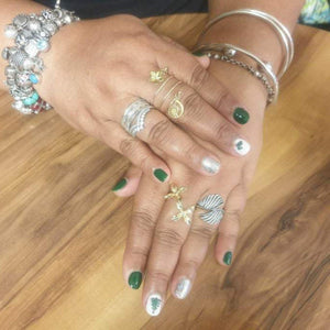 CONTACT US TO RECREATE THIS SOLD OUT STYLE Textured Frangipani & Nautilus Charm Ring - 14k Gold Filled FJD$ - Adorn Pacific - Rings