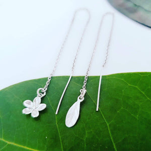 CONTACT US TO RECREATE THIS SOLD OUT STYLE Threaded earrings - Frangipani and Frangipani Leaf - 925 Sterling Silver FJD$ - Adorn Pacific - Earrings