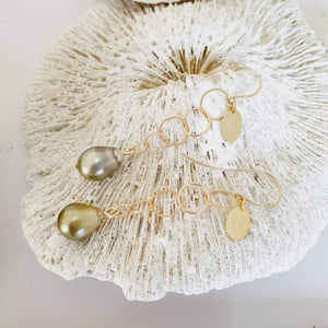 CONTACT US TO RECREATE THIS SOLD OUT STYLE Tia's Saltwater Pearl Link Drop Earrings in 14k Gold Fill - FJD$ - Adorn Pacific - Earrings