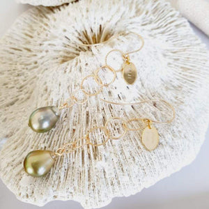 CONTACT US TO RECREATE THIS SOLD OUT STYLE Tia's Saltwater Pearl Link Drop Earrings in 14k Gold Fill - FJD$ - Adorn Pacific - Earrings