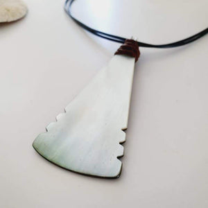 CONTACT US TO RECREATE THIS SOLD OUT STYLE Unisex Carved Mother of Pearl Necklace - 925 Sterling Silver & Wax Cord FJD$ - Adorn Pacific - Necklaces