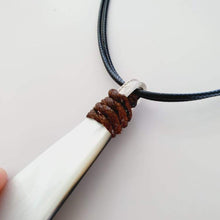 Load image into Gallery viewer, CONTACT US TO RECREATE THIS SOLD OUT STYLE Unisex Carved Mother of Pearl Necklace - 925 Sterling Silver &amp; Wax Cord FJD$ - Adorn Pacific - Necklaces

