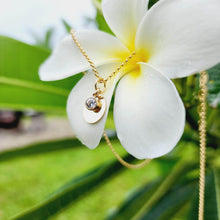 Load image into Gallery viewer, CUSTOM ENGRAVED - Disc Charm &amp; Zirconia Necklace  - 14k Gold Fill FJD$ - Adorn Pacific - Necklaces
