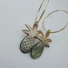 Load and play video in Gallery viewer, CONTACT US TO RECREATE THIS SOLD OUT STYLE Mother of Pearl Pineapple Infinity Hoop Earrings - 14k Gold Fill FJD$
