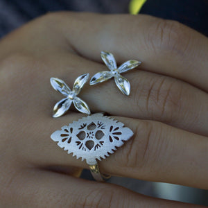 Frangipani Bua Ring - 925 Sterling Silver or 18k Gold Vermeil FJD$ - Adorn Pacific - Rings