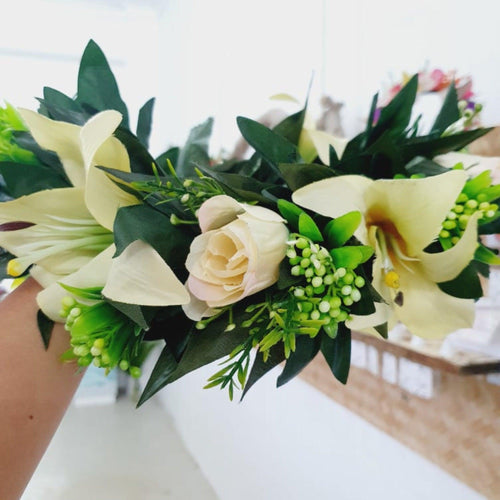 Handmade Tropical Flower Head Lei Cream Roses & Lilies ADULT $FJD - Adorn Pacific - Headdresses