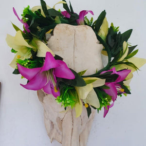 Handmade Tropical Flower Head Lei Purple Lily ADULT $FJD - Adorn Pacific - Headdresses