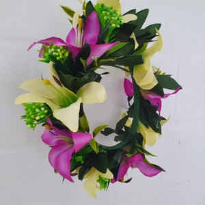 Handmade Tropical Flower Head Lei Purple Lily ADULT $FJD - Adorn Pacific - Headdresses