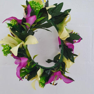 Handmade Tropical Flower Head Lei Purple Lily ADULT $FJD - Adorn Pacific - Headdresses