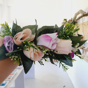 Handmade Tropical Flower Head Lei Purple Roses ADULT $FJD - Adorn Pacific - Headdresses