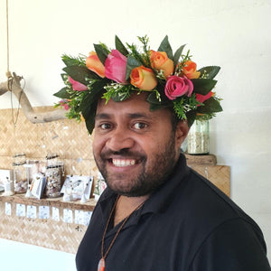 Handmade Tropical Flower Head Pink & Orange Roses ADULT $FJD - Adorn Pacific - Headdresses