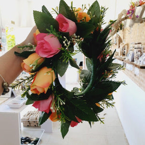 Handmade Tropical Flower Head Pink & Orange Roses ADULT $FJD - Adorn Pacific - Headdresses