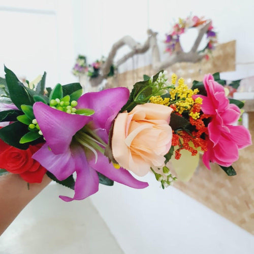 Handmade Tropical Flower Head Roses, Dhalia & Lilies ADULT $FJD - Adorn Pacific - Headdresses
