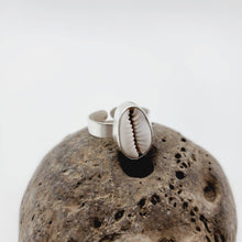 Load image into Gallery viewer, MADE TO ORDER - Bezel Set Cowrie Shell Adjustable Ring - 925 Sterling Silver FJD$ - Adorn Pacific - Rings
