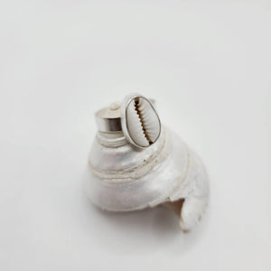 MADE TO ORDER - Bezel Set Cowrie Shell Adjustable Ring - 925 Sterling Silver FJD$ - Adorn Pacific - Rings