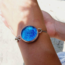 Load image into Gallery viewer, READY TO SHIP Adorn Pacific x Hot Glass Blue Bezel Set Bangle - 925 Sterling Silver FJD$ - Adorn Pacific - Bracelets
