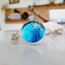 Load image into Gallery viewer, READY TO SHIP Adorn Pacific x Hot Glass Blue Bezel Set Bangle - 925 Sterling Silver FJD$ - Adorn Pacific - Bracelets

