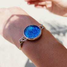 Load image into Gallery viewer, READY TO SHIP Adorn Pacific x Hot Glass Blue Bezel Set Bangle - 925 Sterling Silver FJD$ - Adorn Pacific - Bracelets
