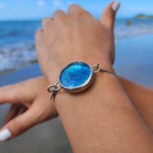 Load image into Gallery viewer, READY TO SHIP Adorn Pacific x Hot Glass Blue Bezel Set Bangle - 925 Sterling Silver FJD$ - Adorn Pacific - Bracelets
