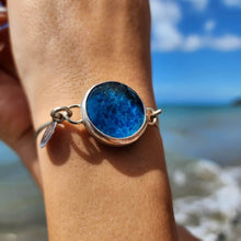 Load image into Gallery viewer, READY TO SHIP Adorn Pacific x Hot Glass Blue Bezel Set Bangle - 925 Sterling Silver FJD$ - Adorn Pacific - Bracelets
