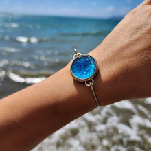 Load image into Gallery viewer, READY TO SHIP Adorn Pacific x Hot Glass Blue Bezel Set Bangle - 925 Sterling Silver FJD$ - Adorn Pacific - Bracelets
