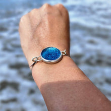 Load image into Gallery viewer, READY TO SHIP Adorn Pacific x Hot Glass Blue Bezel Set Bangle - 925 Sterling Silver FJD$ - Adorn Pacific - Bracelets
