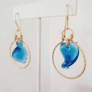 CONTACT US TO RECREATE THIS SOLD OUT STYLE Adorn Pacific x Hot Glass Blue Swirl Earrings 14k Gold Filled - FJD$ - Adorn Pacific - Earrings