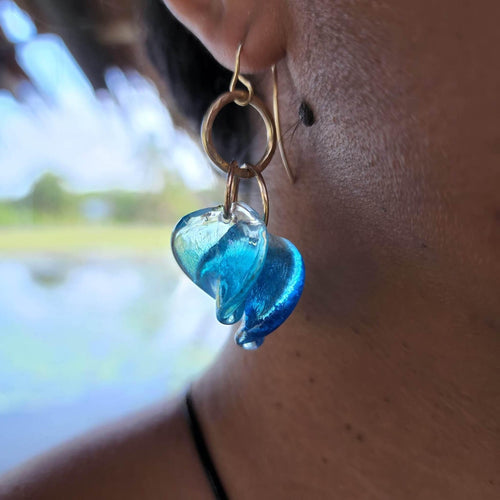 READY TO SHIP Adorn Pacific x Hot Glass Blue Swirl Earrings 14k Gold Filled - FJD$ - Adorn Pacific - Earrings