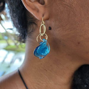 READY TO SHIP Adorn Pacific x Hot Glass Blue Swirl Earrings 14k Gold Filled - FJD$ - Adorn Pacific - Earrings