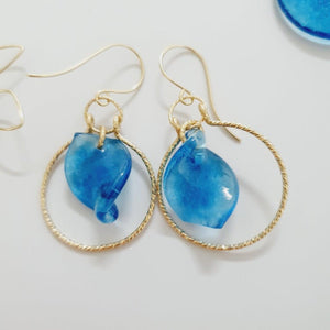 CONTACT US TO RECREATE THIS SOLD OUT STYLE Adorn Pacific x Hot Glass Blue Swirl Earrings 14k Gold Filled - FJD$ - Adorn Pacific - Earrings