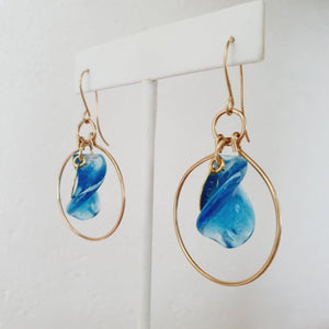 CONTACT US TO RECREATE THIS SOLD OUT STYLE Adorn Pacific x Hot Glass Blue Swirl Hoop Earrings with hoop detail - FJD$ - Adorn Pacific - Earrings