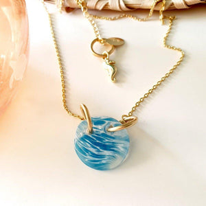 CONTACT US TO RECREATE THIS SOLD OUT STYLE Adorn Pacific x Hot Glass Blue Waves Round Necklace - FJD$ - Adorn Pacific - 