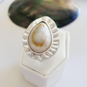 CONTACT US TO RECREATE THIS SOLD OUT STYLE Bezel Set Cowrie Shell Sunray Ring - 925 Sterling Silver FJD$ - Adorn Pacific - Rings