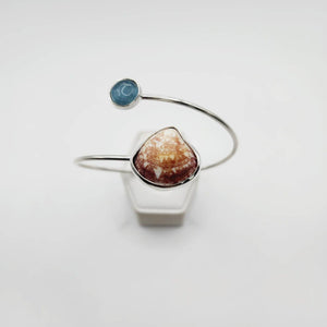 READY TO SHIP Bezel Set Gemstone & Shell Bangle - 925 Sterling Silver FJD$ - Adorn Pacific - All Products