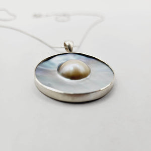 READY TO SHIP Bezel set Mabe Pearl Necklace - 925 Sterling Silver FJD$ - Adorn Pacific - All Products
