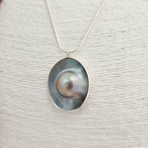 CONTACT US TO RECREATE THIS SOLD OUT STYLE Bezel set Mabe Pearl Necklace - 925 Sterling Silver FJD$ - Adorn Pacific - All Products