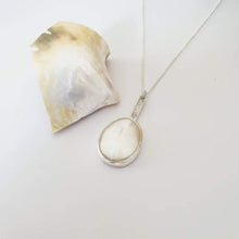 Load image into Gallery viewer, READY TO SHIP Bezel set Mother of Pearl Necklace with Pasifika detail- 925 Sterling Silver FJD$ - Adorn Pacific - All Products
