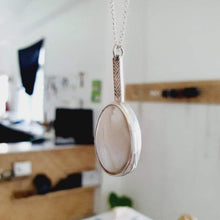 Load image into Gallery viewer, READY TO SHIP Bezel set Mother of Pearl Necklace with Pasifika detail- 925 Sterling Silver FJD$ - Adorn Pacific - All Products
