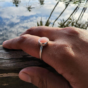 READY TO SHIP - Bezel Set Precious Stone Ring - Pink Opal - 925 Sterling Silver FJD$ - Adorn Pacific - Rings