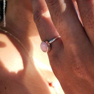 READY TO SHIP - Bezel Set Precious Stone Ring - Pink Opal - 925 Sterling Silver FJD$ - Adorn Pacific - Rings