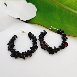 READY TO SHIP Black Coral Hoop Earrings - 14k Gold Fill FJD$ - Adorn Pacific - All Products