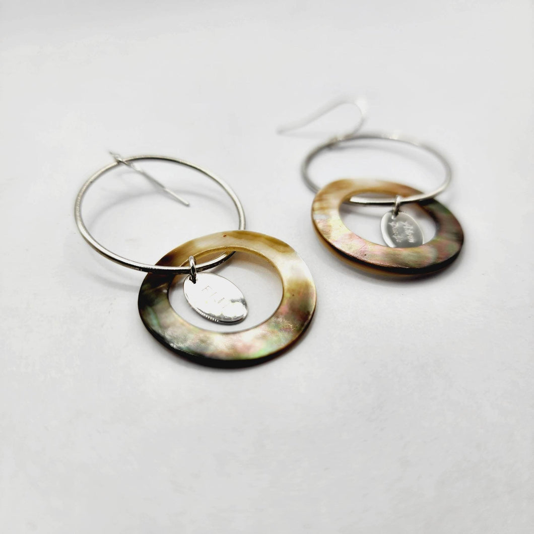 READY TO SHIP Carved Mother of Pearl Shell Earrings - 925 Sterling Silver FJD$ - Adorn Pacific - All Products