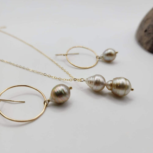 READY TO SHIP - Civa Fiji Saltwater Pearl Necklace and Earring Set - 14k Gold Fill FJD$ - Adorn Pacific - Jewelry Sets