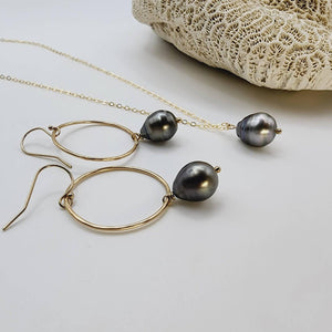 READY TO SHIP - Civa Fiji Saltwater Pearl Necklace and Earring Set - 14k Gold Fill FJD$ - Adorn Pacific - Jewelry Sets