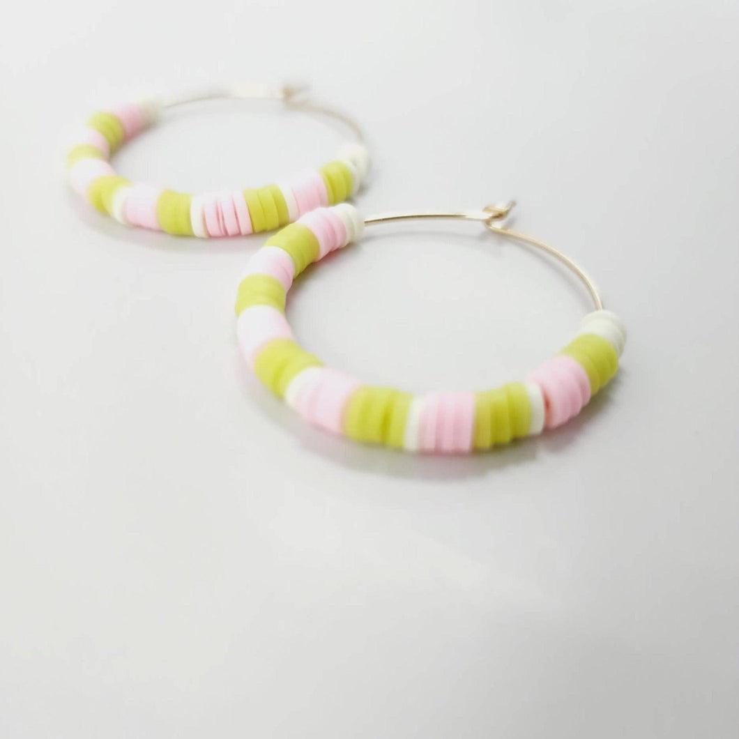 READY TO SHIP Colourful Polymer Clay Bead Hoop Earrings - 14k Gold Fill FJD$ - Adorn Pacific - Earrings