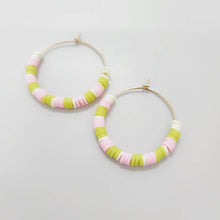 Load image into Gallery viewer, READY TO SHIP Colourful Polymer Clay Bead Hoop Earrings - 14k Gold Fill FJD$ - Adorn Pacific - Earrings
