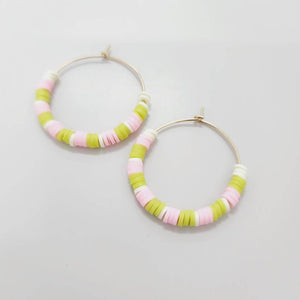 READY TO SHIP Colourful Polymer Clay Bead Hoop Earrings - 14k Gold Fill FJD$ - Adorn Pacific - Earrings
