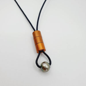 CONTACT US TO RECREATE THIS SOLD OUT STYLE Copper & Sterling Silver Real Leather Necklace with Civa Fiji Saltwater Pearl - FJD$ - Adorn Pacific - All Products